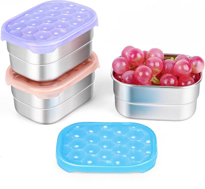 8oz Small (1 CUP) Stainless Steel Snack Containers for Kids | Reusable Easy Open Toddler Snack Containers with Silicone Lids | Stackable Toddler Lunch Box for Daycare, School and Travel