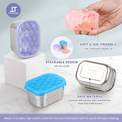 8oz Small (1 CUP) Stainless Steel Snack Containers for Kids | Reusable Easy Open Toddler Snack Containers with Silicone Lids | Stackable Toddler Lunch Box for Daycare, School and Travel