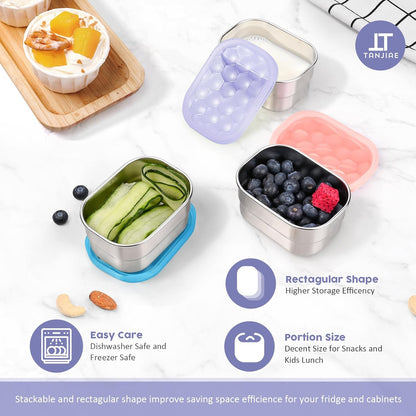 8oz Small (1 CUP) Stainless Steel Snack Containers for Kids | Reusable Easy Open Toddler Snack Containers with Silicone Lids | Stackable Toddler Lunch Box for Daycare, School and Travel