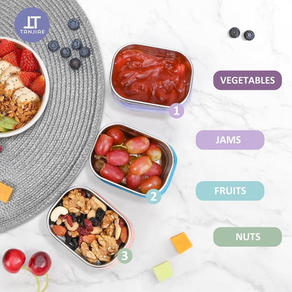 8oz Small (1 CUP) Stainless Steel Snack Containers for Kids | Reusable Easy Open Toddler Snack Containers with Silicone Lids | Stackable Toddler Lunch Box for Daycare, School and Travel
