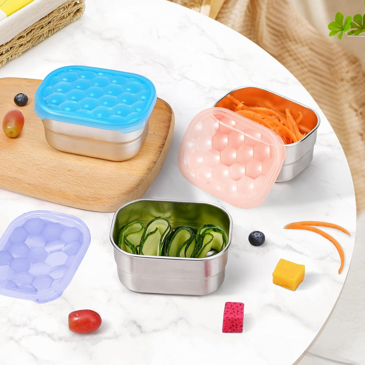 8oz Small (1 CUP) Stainless Steel Snack Containers for Kids | Reusable Easy Open Toddler Snack Containers with Silicone Lids | Stackable Toddler Lunch Box for Daycare, School and Travel