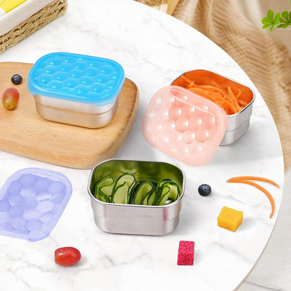 8oz Small (1 CUP) Stainless Steel Snack Containers for Kids | Reusable Easy Open Toddler Snack Containers with Silicone Lids | Stackable Toddler Lunch Box for Daycare, School and Travel