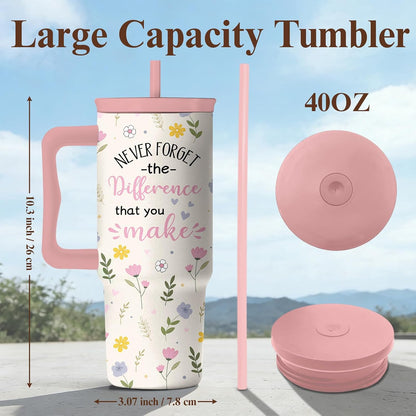 Gifts for Women Employees from Boss - Difference Maker Tumbler 40oz with Handle and Straw, Female Employee Appreciation Gift, Thank You Tumbler for Women, Staff Christmas Gift