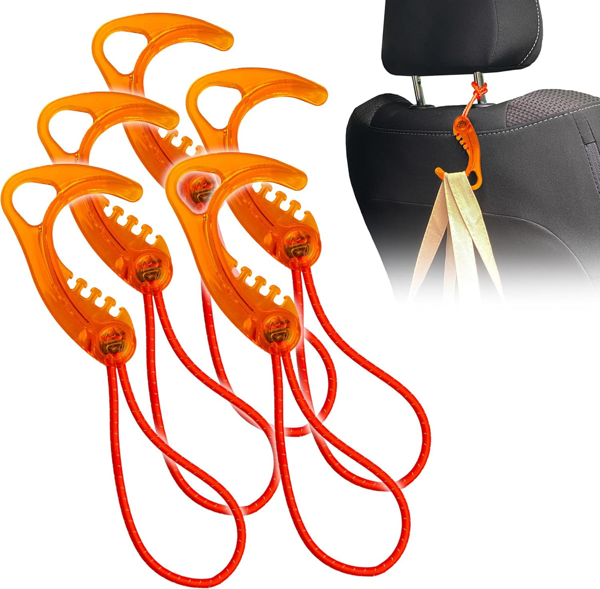 Gear Hook Orange — S Hook for Backpacks, Cars, Stollers, Purses, and Closet Storage, S Carabiner and Hero Clip Heavy Duty Alternative, S Carabiner Clip, S Hook for Quick and Easy Use