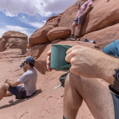 Silicone Coffee Cup - Food Grade Silicone Camping Mug with Handle - Portable, Collapsible Coffee Mug - BPA Free, Dishwasher Safe and Microwave Safe 12- oz (Slate Blue, 1 Pack)