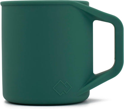 Silicone Coffee Cup - Food Grade Silicone Camping Mug with Handle - Portable, Collapsible Coffee Mug - BPA Free, Dishwasher Safe and Microwave Safe 12- oz (Slate Blue, 1 Pack)
