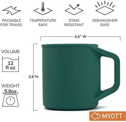 Silicone Coffee Cup - Food Grade Silicone Camping Mug with Handle - Portable, Collapsible Coffee Mug - BPA Free, Dishwasher Safe and Microwave Safe 12- oz (Slate Blue, 1 Pack)