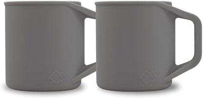 Silicone Coffee Cup - Food Grade Silicone Camping Mug with Handle - Portable, Collapsible Coffee Mug - BPA Free, Dishwasher Safe and Microwave Safe 12- oz (Slate Blue, 1 Pack)