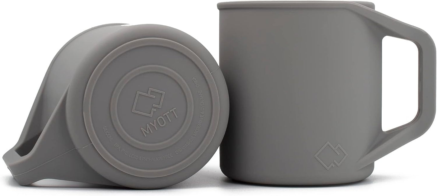 Silicone Coffee Cup - Food Grade Silicone Camping Mug with Handle - Portable, Collapsible Coffee Mug - BPA Free, Dishwasher Safe and Microwave Safe 12- oz (Slate Blue, 1 Pack)