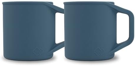 Silicone Coffee Cup - Food Grade Silicone Camping Mug with Handle - Portable, Collapsible Coffee Mug - BPA Free, Dishwasher Safe and Microwave Safe 12- oz (Slate Blue, 1 Pack)