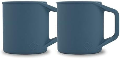 Silicone Coffee Cup - Food Grade Silicone Camping Mug with Handle - Portable, Collapsible Coffee Mug - BPA Free, Dishwasher Safe and Microwave Safe 12- oz (Slate Blue, 1 Pack)