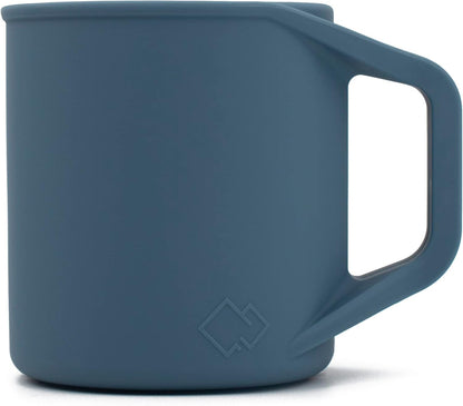 Silicone Coffee Cup - Food Grade Silicone Camping Mug with Handle - Portable, Collapsible Coffee Mug - BPA Free, Dishwasher Safe and Microwave Safe 12- oz (Slate Blue, 1 Pack)