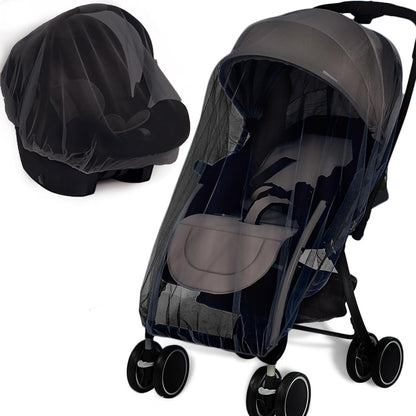 Baby Mosquito Net for Stroller Sun Shade, 2-in-1 Stroller Cover – Black