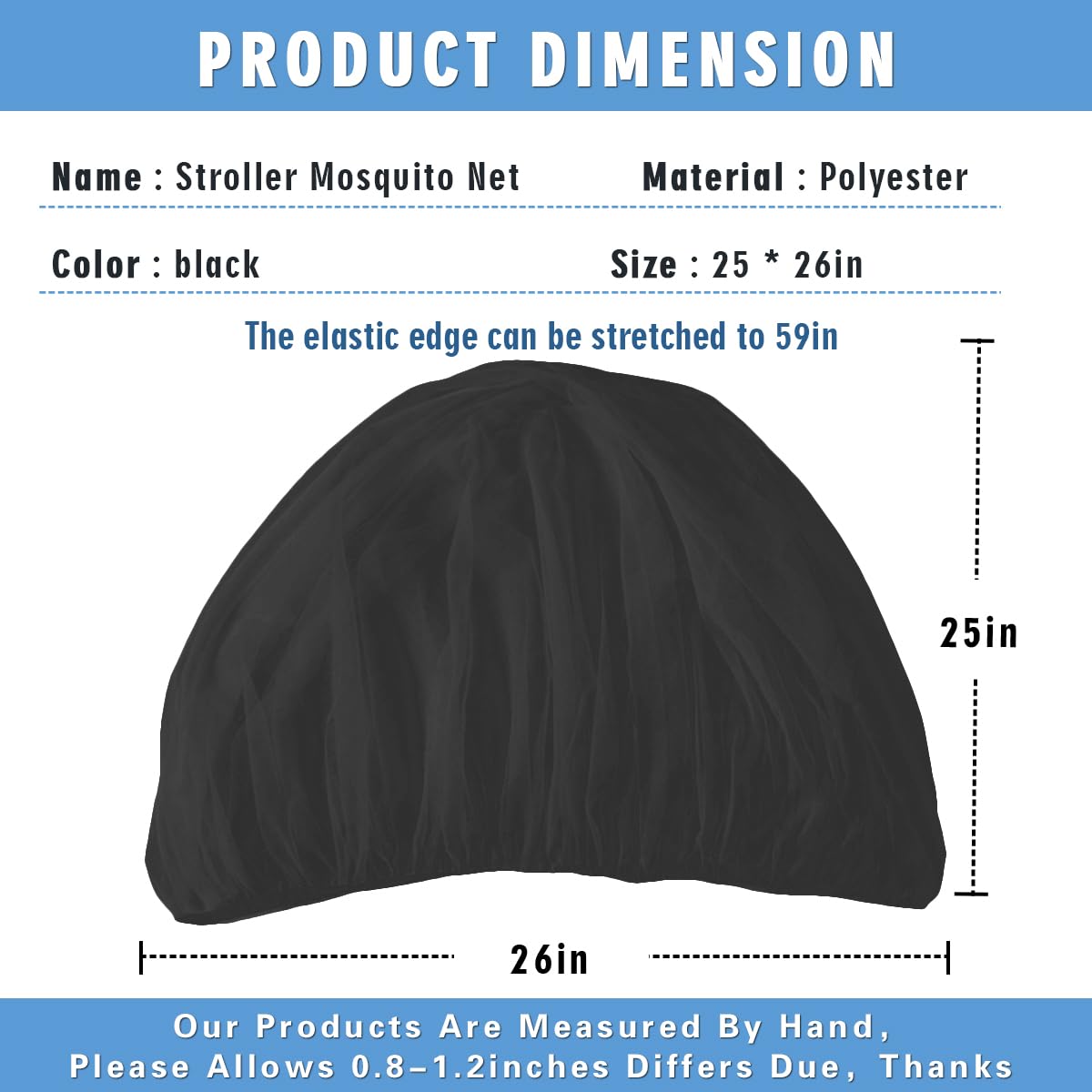 Baby Mosquito Net for Stroller Sun Shade, 2-in-1 Stroller Cover – Black