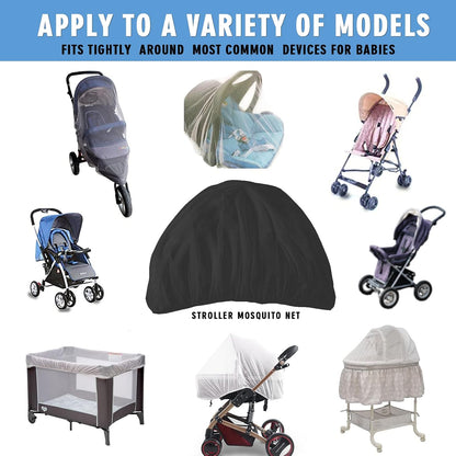 Baby Mosquito Net for Stroller Sun Shade, 2-in-1 Stroller Cover – Black