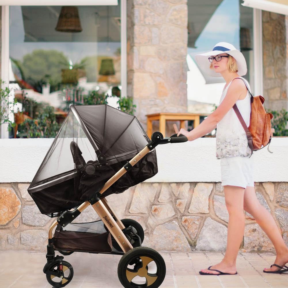 Baby Mosquito Net for Stroller Sun Shade, 2-in-1 Stroller Cover – Black