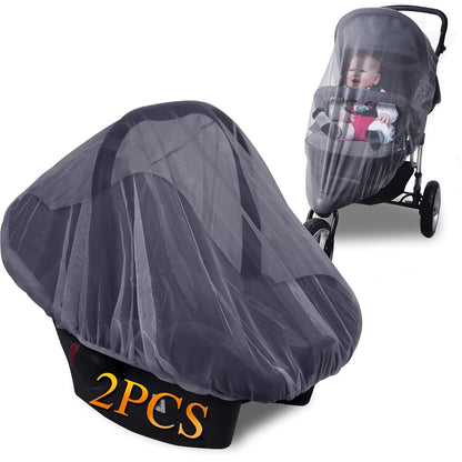 Baby Mosquito Net for Stroller Sun Shade, 2-in-1 Stroller Cover – Black