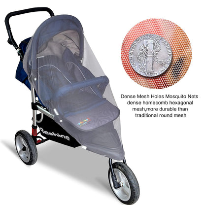 Baby Mosquito Net for Stroller Sun Shade, 2-in-1 Stroller Cover – Black