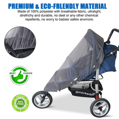 Baby Mosquito Net for Stroller Sun Shade, 2-in-1 Stroller Cover – Black