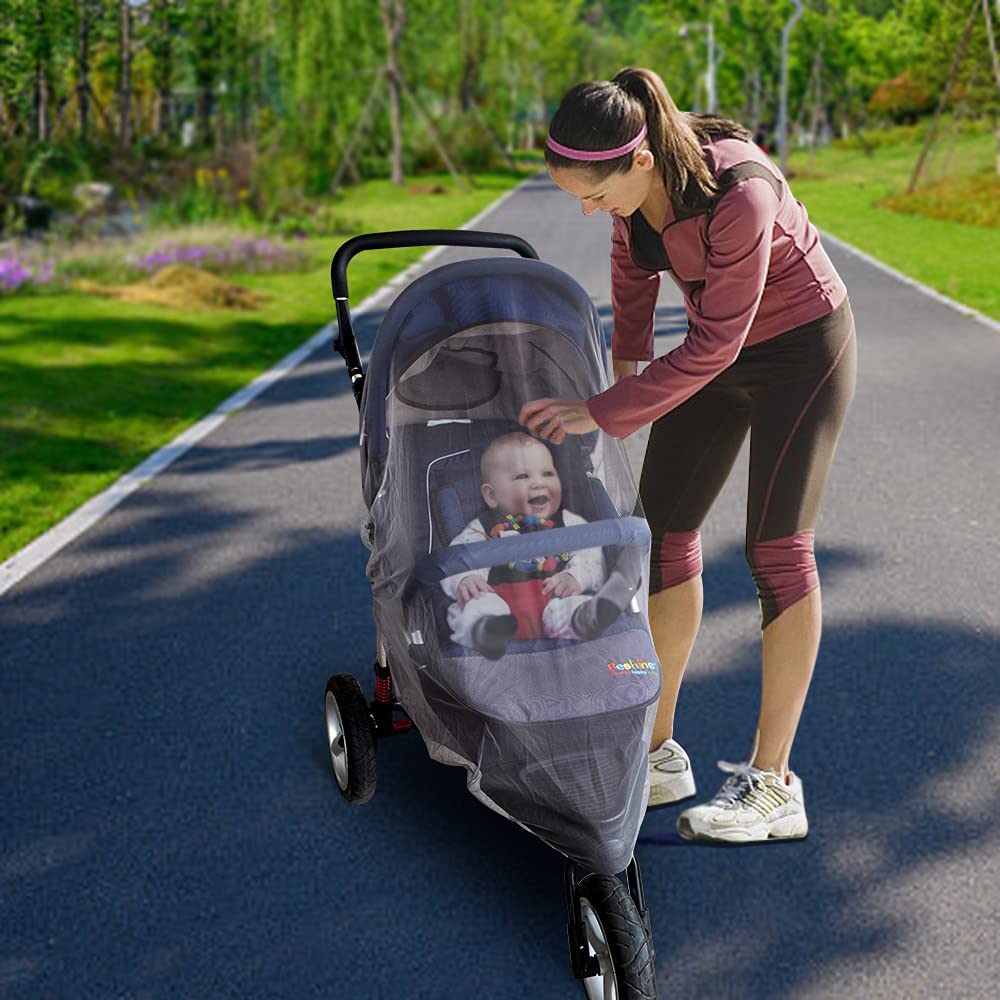 Baby Mosquito Net for Stroller Sun Shade, 2-in-1 Stroller Cover – Black