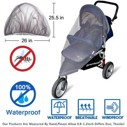 Baby Mosquito Net for Stroller Sun Shade, 2-in-1 Stroller Cover – Black