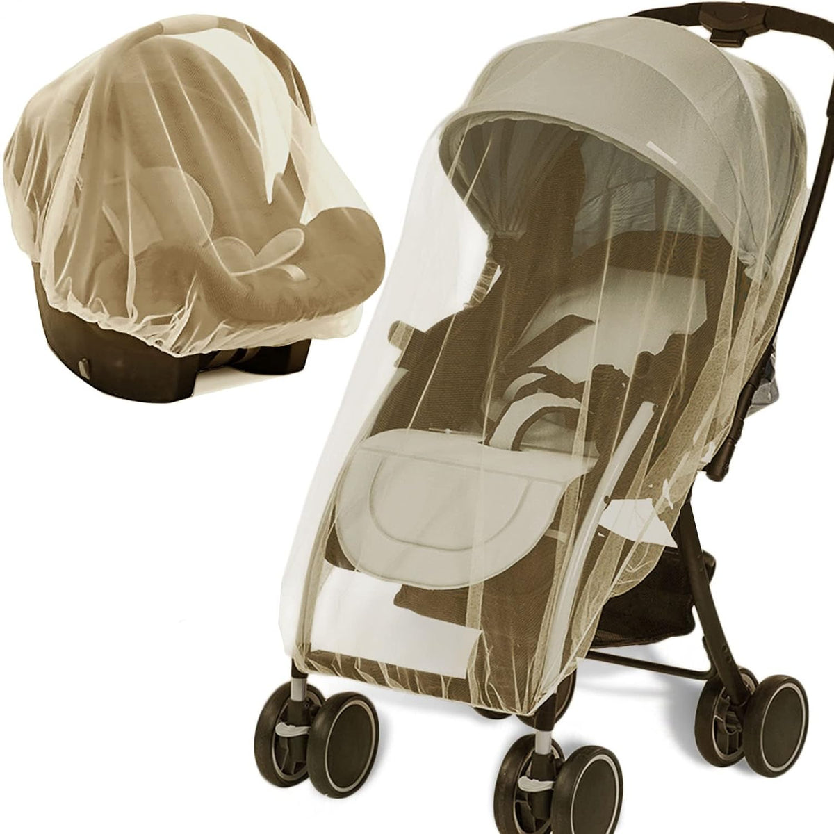 Baby Mosquito Net for Stroller Sun Shade, 2-in-1 Stroller Cover – Black