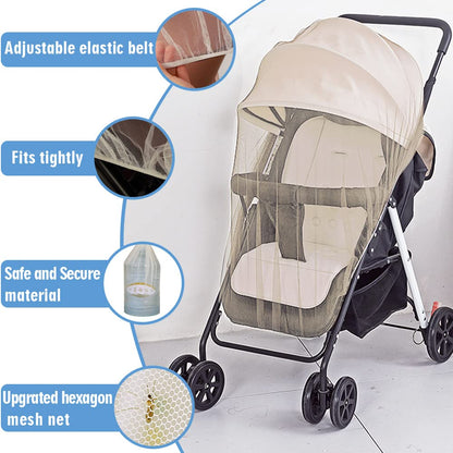 Baby Mosquito Net for Stroller Sun Shade, 2-in-1 Stroller Cover – Black