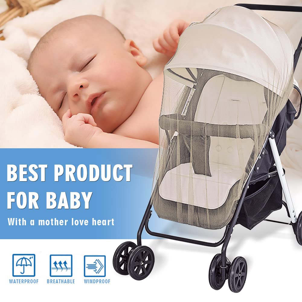 Baby Mosquito Net for Stroller Sun Shade, 2-in-1 Stroller Cover – Black
