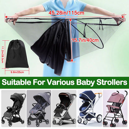 Baby Mosquito Net for Stroller Sun Shade, 2-in-1 Stroller Cover – Black
