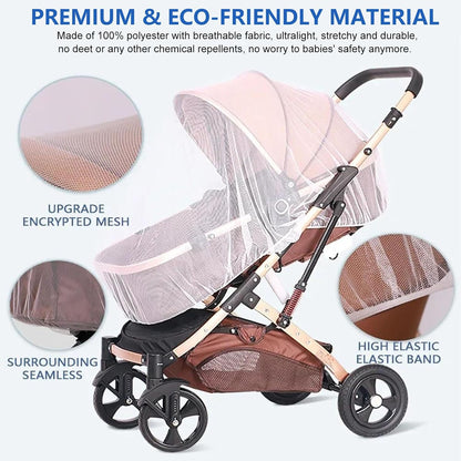 Baby Mosquito Net for Stroller Sun Shade, 2-in-1 Stroller Cover – Black