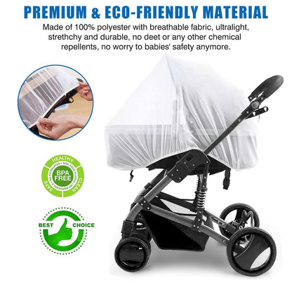 Baby Mosquito Net for Stroller Sun Shade, 2-in-1 Stroller Cover – Black