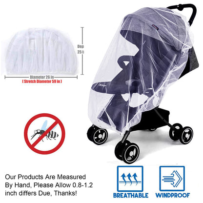 Baby Mosquito Net for Stroller Sun Shade, 2-in-1 Stroller Cover – Black