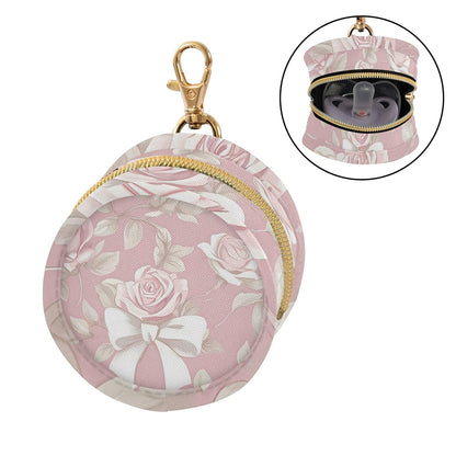 Soft Pink Roses and Bows Baby Pacifier Holder Case, Dustproof Portable Storage Box for Diaper Bag Purse, Pacifier Storage Container for Boys & Girls