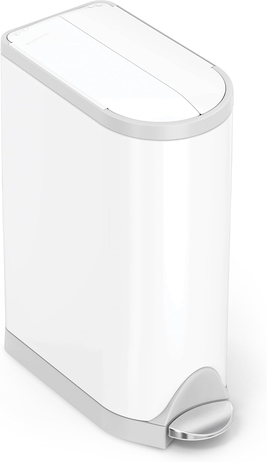 Butterfly Step Can, 18L / 4.8 Gallon Trash Can with Upgraded Odor Control for Bedrooms, Bathrooms, Nurseries, 150,000-Step Pedal, Lid Shox® Silent Close, White Steel