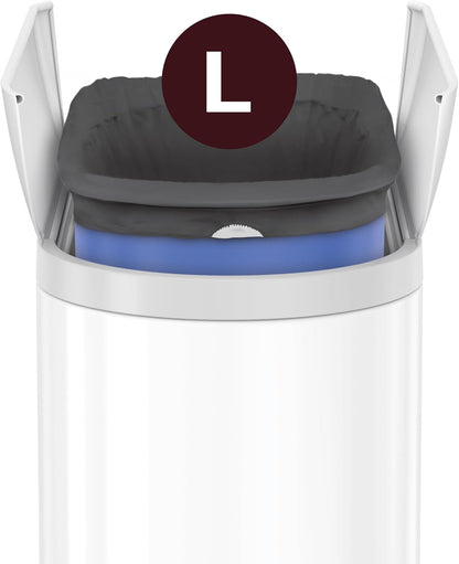Butterfly Step Can, 18L / 4.8 Gallon Trash Can with Upgraded Odor Control for Bedrooms, Bathrooms, Nurseries, 150,000-Step Pedal, Lid Shox® Silent Close, White Steel