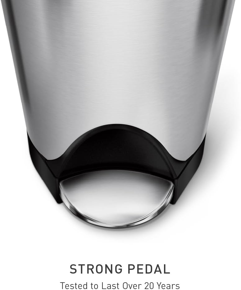 Butterfly Step Can, 18L / 4.8 Gallon Trash Can with Upgraded Odor Control for Bedrooms, Bathrooms, Nurseries, 150,000-Step Pedal, Lid Shox® Silent Close, White Steel