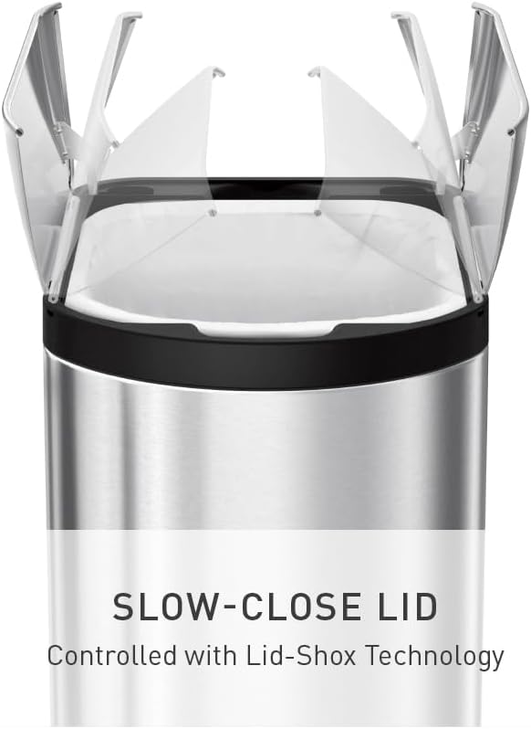 Butterfly Step Can, 18L / 4.8 Gallon Trash Can with Upgraded Odor Control for Bedrooms, Bathrooms, Nurseries, 150,000-Step Pedal, Lid Shox® Silent Close, White Steel