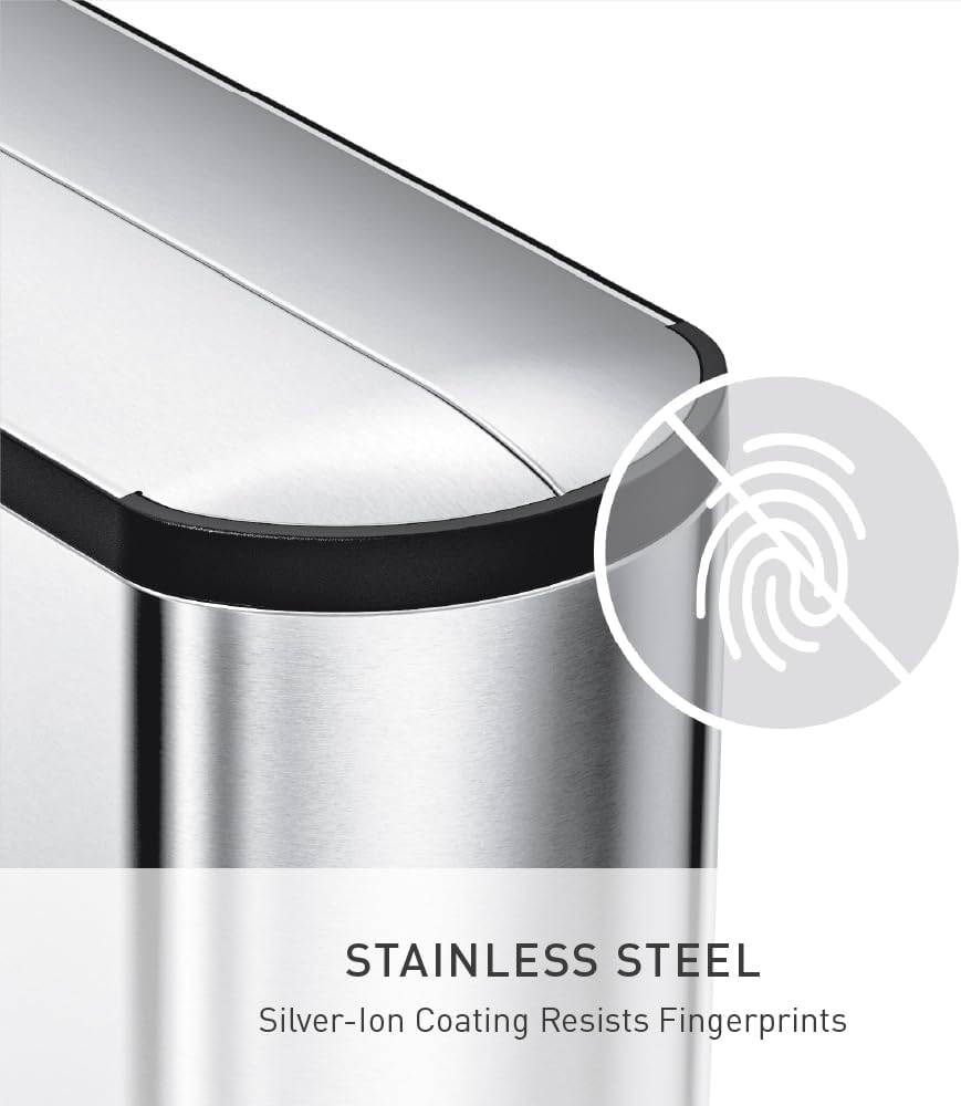 Butterfly Step Can, 18L / 4.8 Gallon Trash Can with Upgraded Odor Control for Bedrooms, Bathrooms, Nurseries, 150,000-Step Pedal, Lid Shox® Silent Close, White Steel
