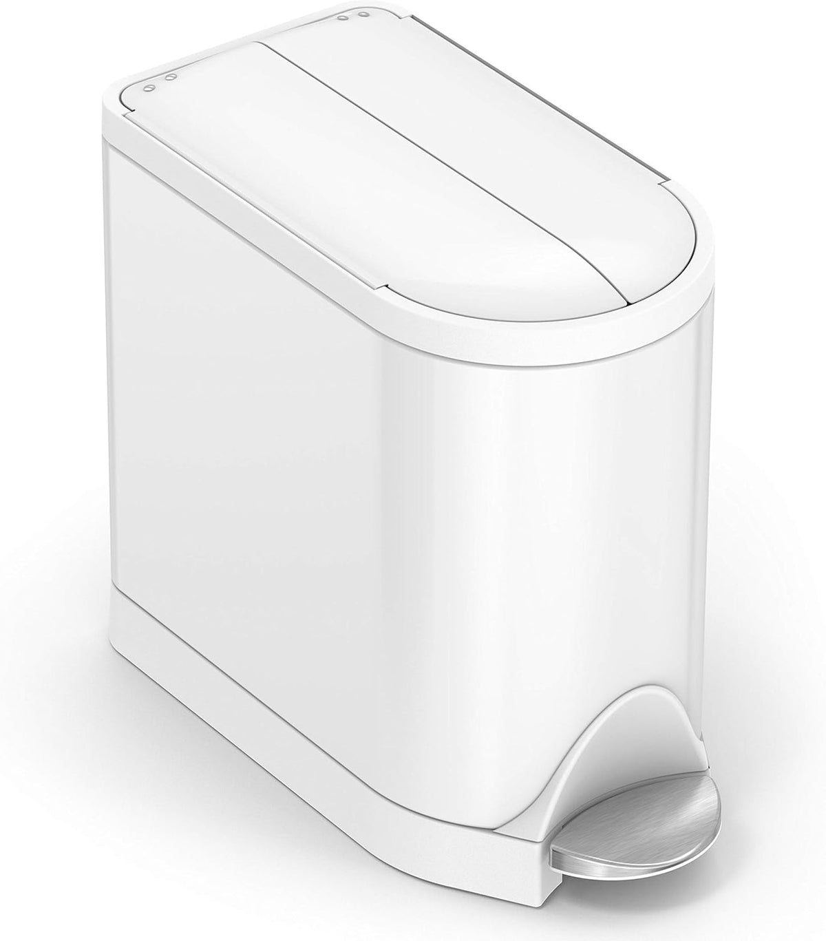 Butterfly Step Can, 18L / 4.8 Gallon Trash Can with Upgraded Odor Control for Bedrooms, Bathrooms, Nurseries, 150,000-Step Pedal, Lid Shox® Silent Close, White Steel