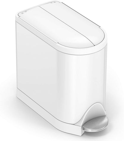 Butterfly Step Can, 18L / 4.8 Gallon Trash Can with Upgraded Odor Control for Bedrooms, Bathrooms, Nurseries, 150,000-Step Pedal, Lid Shox® Silent Close, White Steel