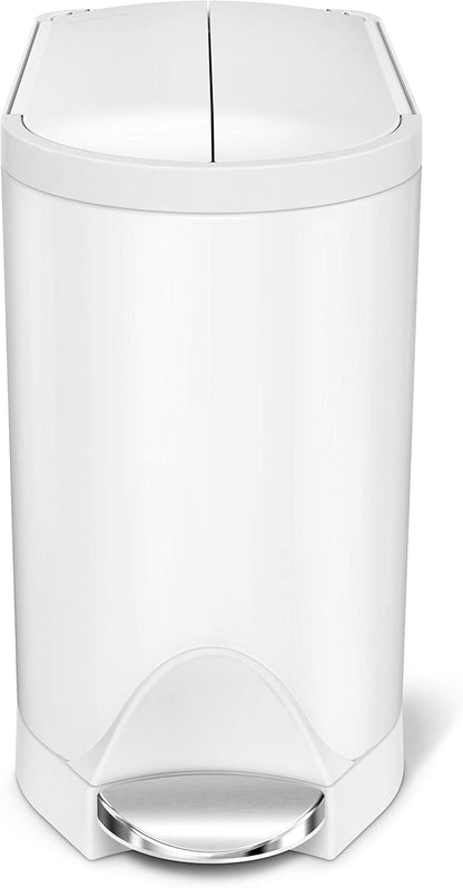 Butterfly Step Can, 18L / 4.8 Gallon Trash Can with Upgraded Odor Control for Bedrooms, Bathrooms, Nurseries, 150,000-Step Pedal, Lid Shox® Silent Close, White Steel