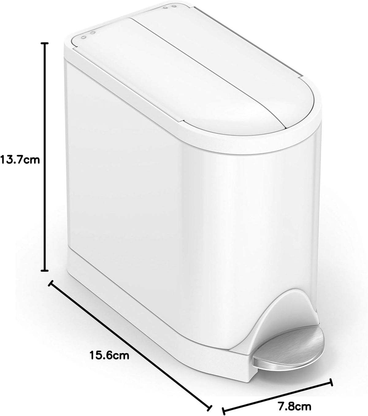 Butterfly Step Can, 18L / 4.8 Gallon Trash Can with Upgraded Odor Control for Bedrooms, Bathrooms, Nurseries, 150,000-Step Pedal, Lid Shox® Silent Close, White Steel