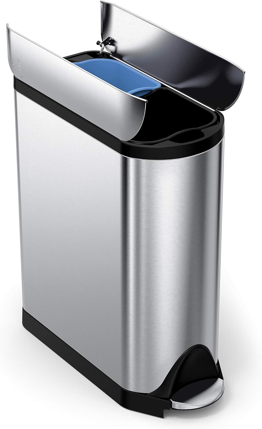 Butterfly Step Can, 18L / 4.8 Gallon Trash Can with Upgraded Odor Control for Bedrooms, Bathrooms, Nurseries, 150,000-Step Pedal, Lid Shox® Silent Close, White Steel