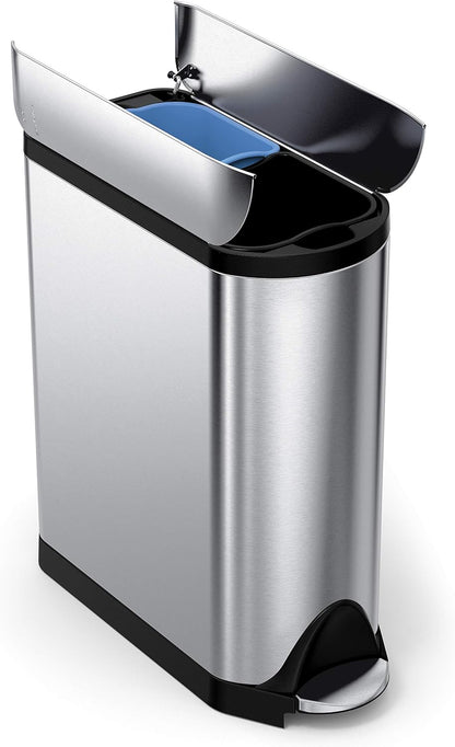 Butterfly Step Can, 18L / 4.8 Gallon Trash Can with Upgraded Odor Control for Bedrooms, Bathrooms, Nurseries, 150,000-Step Pedal, Lid Shox® Silent Close, White Steel