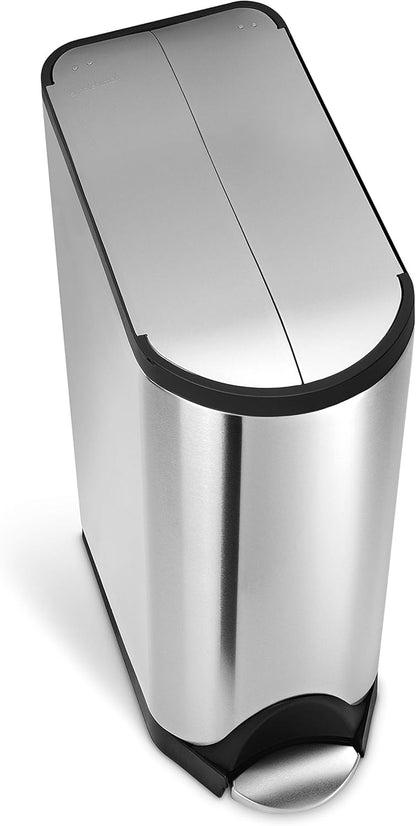 Butterfly Step Can, 18L / 4.8 Gallon Trash Can with Upgraded Odor Control for Bedrooms, Bathrooms, Nurseries, 150,000-Step Pedal, Lid Shox® Silent Close, White Steel