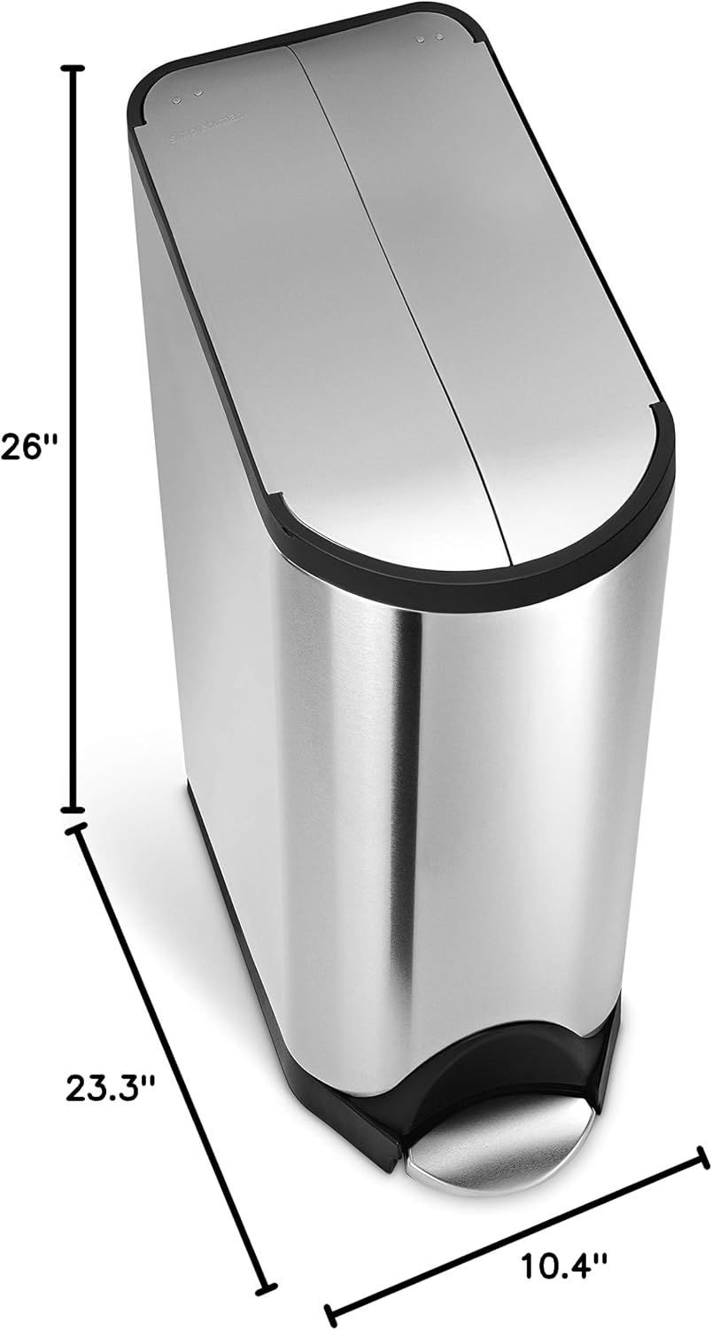 Butterfly Step Can, 18L / 4.8 Gallon Trash Can with Upgraded Odor Control for Bedrooms, Bathrooms, Nurseries, 150,000-Step Pedal, Lid Shox® Silent Close, White Steel