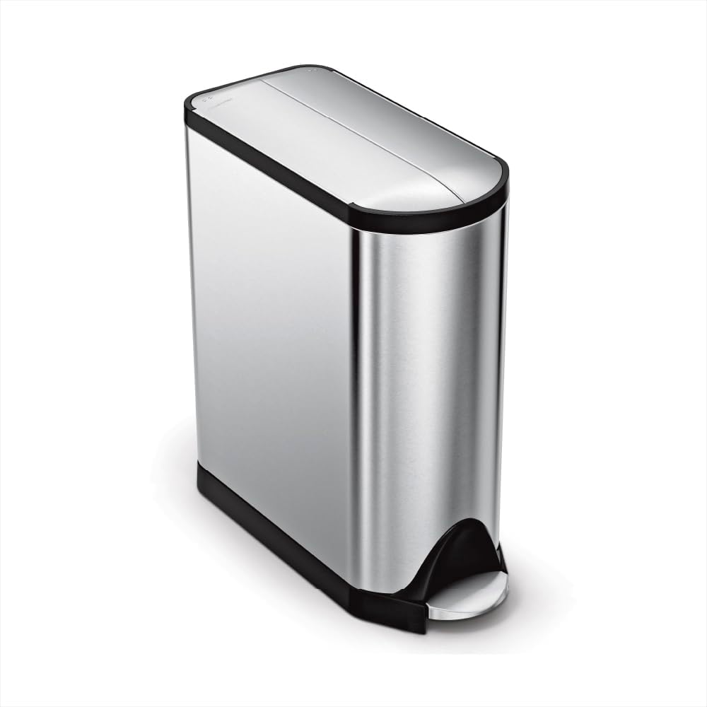 Butterfly Step Can, 18L / 4.8 Gallon Trash Can with Upgraded Odor Control for Bedrooms, Bathrooms, Nurseries, 150,000-Step Pedal, Lid Shox® Silent Close, White Steel