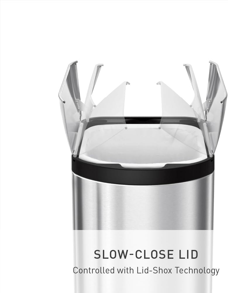 Butterfly Step Can, 18L / 4.8 Gallon Trash Can with Upgraded Odor Control for Bedrooms, Bathrooms, Nurseries, 150,000-Step Pedal, Lid Shox® Silent Close, White Steel