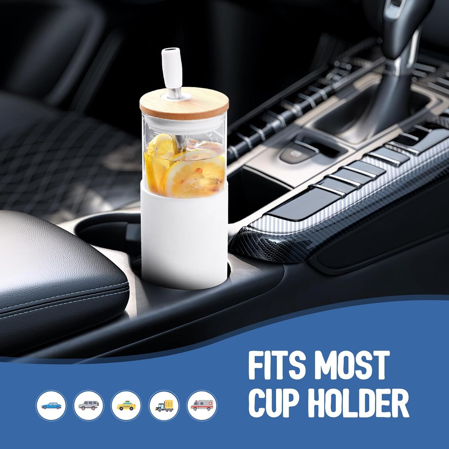 20oz Glass Tumbler with Straw and Lid, Iced Coffee Cups with Bamboo Lids, Glass Cups for Cold Drinks, Smoothie Cup with Silicone Sleeve for Travel, Work, BPA FREE-Olive - Colors A
