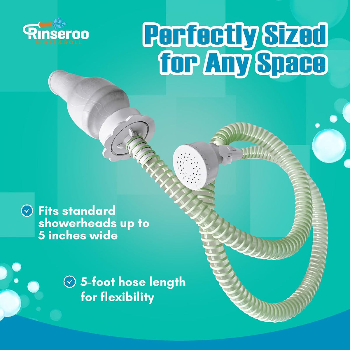 Slip-On Handheld Shower Attachment Hose w/Spray Head